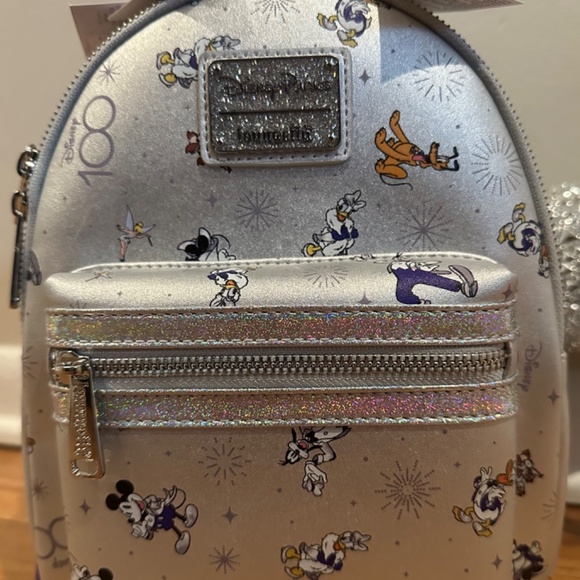 Loungefly Disney 100 Mickey & Friends  platinum Backpack and Ear Headband Bundle main image 4